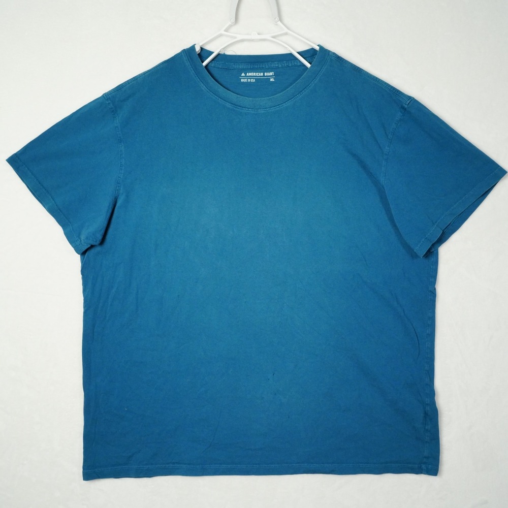 American Giant Mens XL Blue Short Sleeve Crew Neck 100% Cotton T-Shirt USA Made